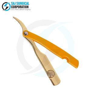 En couleur jaune disponible rasoir de sécurité essentiel de barbier en acier inoxydable avec ouverture papillon pour un remplacement facile de la lame - Product Image 5
