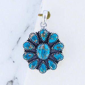 Colgantes de Plata de Ley 925 con Turquesa Azul Cobre, Gemas al por Mayor - Product Image 2
