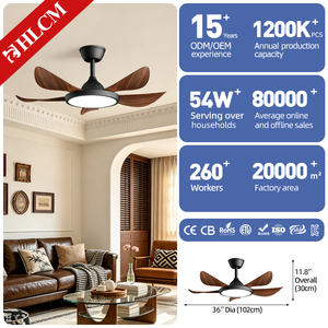 Ventilateur de plafond LED de style vintage avec télécommande, moteur DC, 5 pales, 6 vitesses, intensité variable, faible bruit pour salon/salle à manger/chambre - Product Image 2