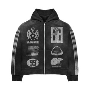 Chándales de entrenamiento lavados con ácido de color azul de talla grande para hombre de forro polar a buen precio - Product Image 4