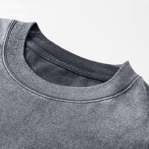 Top qualité surdimensionné unisexe lavage à l'acide t-shirt 100% coton solide Streetwear à manches courtes décontracté coupe ample chemises hauts pour hommes - Product Image 2