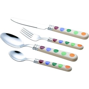 Couverts en acier inoxydable plaqués couleur argent, idéal pour la cuisine, café, usage domestique, poignée multicolore, lot de 5 pièces - Product Image 2