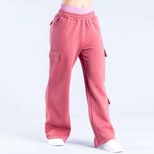 Pantalons de jogging pour femmes sur mesure, de haute qualité, taille élastique, couleur unie, molleton, taille plus, devant plat, respirant - Product Image 5