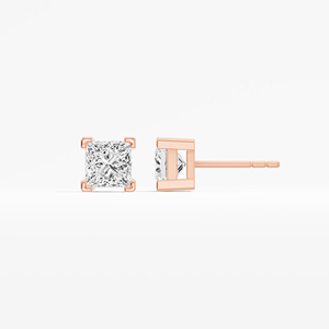 Clásico 1,02 Ct Princess Cut Lab Grown Diamond Solitaire Stud Pendientes para mujer Elegante 14K y 18K Rodio Plateado Oro Joyería - Product Image 5