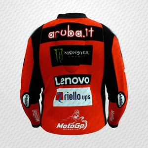 Nicolo Bulega Rucati Aruba.it veste en cuir de course en cuir de vachette/kangourou moto sur mesure équitation Chaqueta avec bosse CE armures - Product Image 3