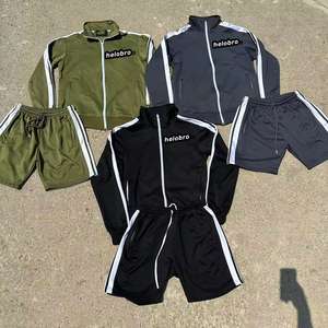 Survêtements de sport pour hommes de haute qualité, respirants, décontractés, printemps/été, deux pièces, sweat-shirt court à fermeture éclair et short de sport, 100% polyester - Product Image 6