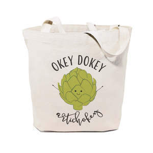 Okey Dokey Artichokey Open Closure Cotton Canvas Tote Bag - Product Image 1