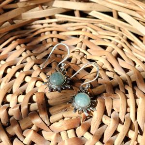 ต่างหูเงินแท้ประดับพลอยซันอะเมซอนไนต์ น่ารัก น้ำหนักเบา เหมาะสำหรับผู้หญิง งานแต่งงาน ของขวัญ - Product Image 3