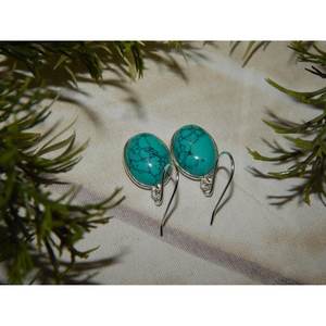 Boucles d'oreilles en pierres précieuses turquoise faites à la main bijoux en argent sterling 925 avec des accents en or rose E0228-GS de cadeau de mariage parfait - Product Image 2