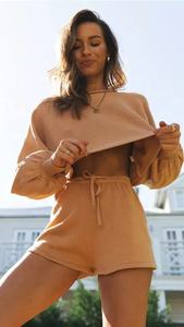 Tenues de pull 2 pièces brodées de couleur unie à manches longues pour femmes - Product Image 6