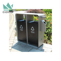 DA-306 96L Commercial Double Poubelle Extérieure Recyclable avec Cigarette Poubelle Rue Extérieur Parc Poubelle 2 Compartiments