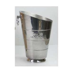 Cuve à boissons en aluminium moulé fini argent avec poignée Présentoir de comptoir Refroidisseur de vin en métal-Seau à glace à bière champagne Logo personnalisé - Product Image 3