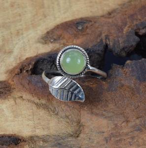 Anillo clásico de plata maciza 925, joyería para mujer, Plata de Ley 925, piedra preciosa de jade verde, estilo bohemio, anillo hecho a mano, regalo para mamá - Product Image 5