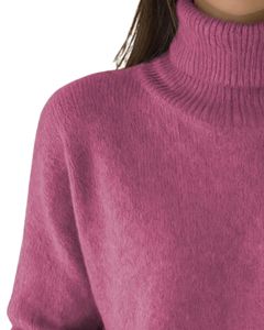 Suéter de Cuello Alto Color Malva Personalizado para Mujer, Suéter de Punto de Lana Acrílica, Jersey de Manga Larga para Invierno, Fabricante Personalizado, OEM, Venta al por Mayor - Product Image 3