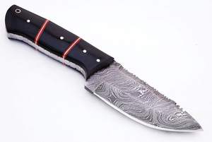 Tamaño personalizado Damasco acero caza Skinner cuchillo modelo S15 calidad superior hecho a mano cuerno negro Mango cuchillo al aire libre - Product Image 3