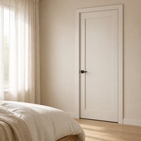 Porte intérieure en bois style Shaker blanc crème, panneau unique, avec poignée noire mate pour chambre, salon, bureau