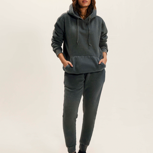 Conjunto Deportivo de Dos Piezas para Mujer, Color Gris Carbón, Ropa Deportiva al por Mayor, OEM, Transpirable, Corte Holgado, Sudadera con Capucha y Pantalones Ajustados - Product Image 6