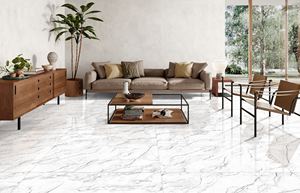 Azulejos de cerámica Statuario Premium de gran formato 600x1200 con efecto mármol blanco para paredes de edificios comerciales y proyectos hoteleros. - Product Image 2