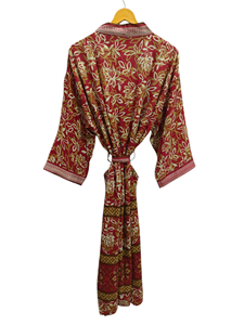 ชุดบิกินี่ชุดคลุมสำหรับกลางคืนเสื้อคลุมยาวแบบเย็บต่อกันชุดกิโมโนทำด้วยมือสไตล์วินเทจผ้าไหมส่าหรี - Product Image 4