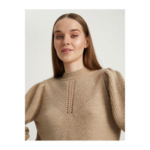 Pull à manches ballon rayé en laine mélangée pour femmes BGN W24HQ216 - Product Image 5