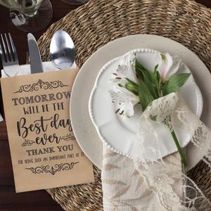 Couverts en papier kraft avec logo personnalisé Sac de restaurant Couteau Fourchette Cuillère Baguettes Couverts Argenterie Pochette en papier Paquet - Product Image 4