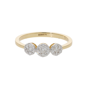 Bague en or rose à trois pierres, diamants naturels brillants, plaqué rhodium, élégante, classique, bijoux fins pour femmes - Product Image 1