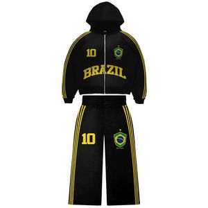 Double Hood Tracksuit Zipper <b>Hoodies</b> With Wide Pant High Quality Tracksuit Customize Everything On Your Requirements - Product Image 3