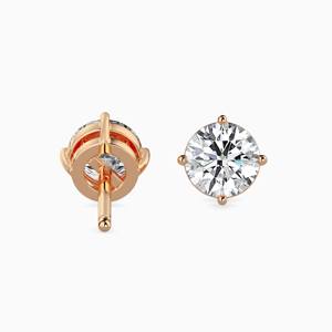 Boucles d'oreilles clous en diamant de laboratoire rond de 4,00 CTW, certifiées IGI, or massif 14 carats, solitaire classique, fermoir à vis pour femmes - Product Image 4