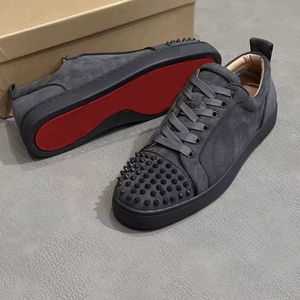 <span class=keywords><strong>Scarpe</strong></span> da <span class=keywords><strong>Uomo</strong></span> con Suola Rossa, Sneakers in Pelle Scamosciata con Lacci e Borchie, <span class=keywords><strong>Scarpe</strong></span> Casual Nere con Suola Piatta - Product Image 1