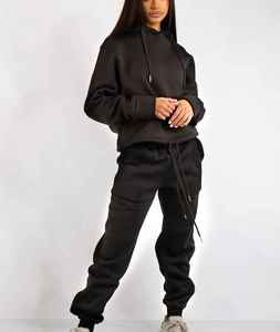 Survêtement personnalisé en polyester/coton surdimensionné à épaules tombantes pour femmes sérigraphie personnalisée logo imprimé Streetwear Jogging Costume hiver - Product Image 5