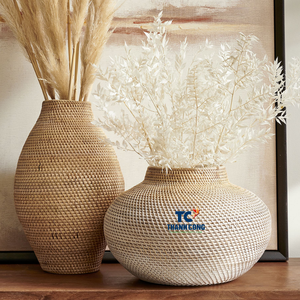 Florero de ratán ecológico, soporte de flores de mimbre hecho a mano para decoración minimalista moderna del hogar y Idea de regalo - Product Image 3