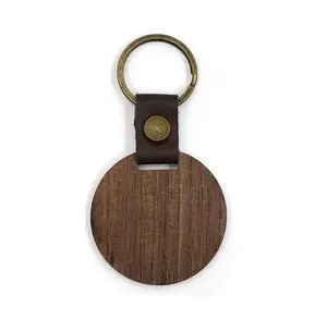 best Design simple wooden key ring most selling product top quality Wooden key ring round shaped blank custom logo accept
