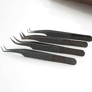 Pinces à épiler à pointe en fibre, dernières nouveautés, vente chaude, pinces à épiler pour extensions de cils, pinces noires, poignée diamant, offre de logo personnalisé, or plasma - Product Image 5