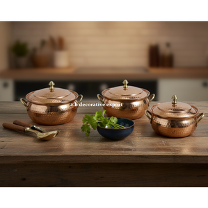 Ensemble de plats en cuivre pur martelé à la main de luxe, poignées en laiton résistantes à la chaleur, serveurs de buffet écologiques, décoratifs - Product Image 5