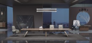 Foldable Extendable Conference <b>Table</b> Smart Cable Management Office Long Meeting Desk Luxury Solid Wood Chinese Elements Hotel Pr - Product Image 5