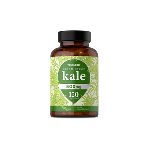 Cápsulas de <span class=keywords><strong>Kale</strong></span> Vegano para Veganos y Vegetarianos, 120 Cápsulas de 500mg, Superalimento, Suplemento de Fibra Dietética - Product Image 1