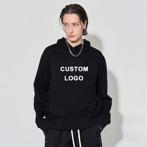 Sudadera con Capucha Negra Lisa sin Cordones, Unisex, Personalizable al por Mayor, Sudadera de Alta Calidad - Product Image 2