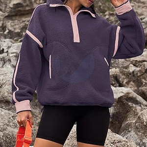 Sweat-shirts en polaire sherpa surdimensionnés doublés très tendance pour femmes, style décontracté avec logo sur le devant, écologiques pour l'hiver - Product Image 2