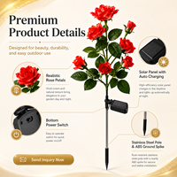 Lampe solaire décorative d'extérieur à 5 têtes en forme de rose, IP65, plusieurs couleurs, pour jardin, vente en gros