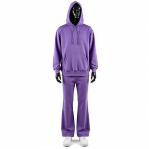 2025 moda logotipo personalizado 100% algodón hombres chándal 2 uds calidad superior grueso hombres Sudadera con capucha y pantalón chándal para invierno - Product Image 2