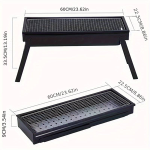 Barbecue portable pliable au charbon de bois en acier inoxydable, fumoir étanche pour pique-nique en extérieur et jardin - Product Image 4