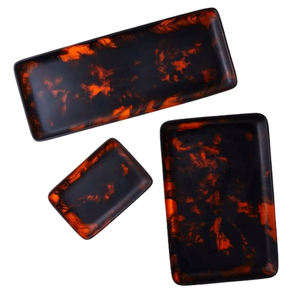 Set of Two Resin Decorative Serving Tray Attractive Tray for Home <b>Kitchen</b> Dining <b>Table</b> <b>High</b> on Demand Resin Trays - Product Image 2