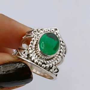 Green <b>Onyx</b> <b>Ring</b>, Sterling Silver Handmade Statement Jewelry - Product Image 6