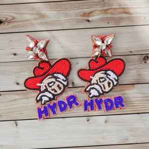 Boucles d'oreilles créoles perlées brodées, faites à la main, couleur bleue, bijoux fantaisie pour mariage, qualité supérieure pour femmes, vente en gros - Product Image 2