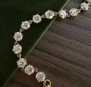 Moda Hip Hop Vvs Moissanite Diamond Tennis Link Bracelet para mujer 925 Sterling Silver \ Gold Tennis Bracelet - Product Image 3