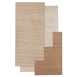 พรมลายทางสีงาช้าง ทอแบนจากปอกระเจาและป่าน รุ่น PDJT-390 สำหรับใช้ในบ้าน - Product Image 1