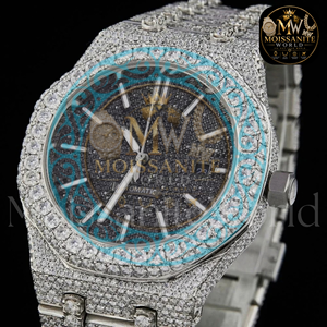 Montre de luxe personnalisée en moissanite pour homme, entièrement sertie de diamants, automatique, mécanique, entièrement plaquée or blanc, acier inoxydable, étanche - Product Image 4