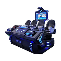 Simulateur de réalité virtuelle 9D VR Dark Ship 3D dynamique 4 places, équipement de jeu pour parc d'aventure intérieur, en plastique et métal