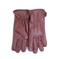 Gants thermiques en cuir de mouton, longueur poignet, doublés polaire, compatibles écran tactile, chauds, pour l'hiver, extérieur, décontractés, de luxe, faits main