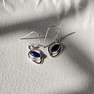 Petites boucles d'oreilles pendantes vintage Marky Lapis élégantes en argent sterling 925 pour la fête de fiançailles de mariage-idée cadeau mignonne pour Noël - Product Image 2